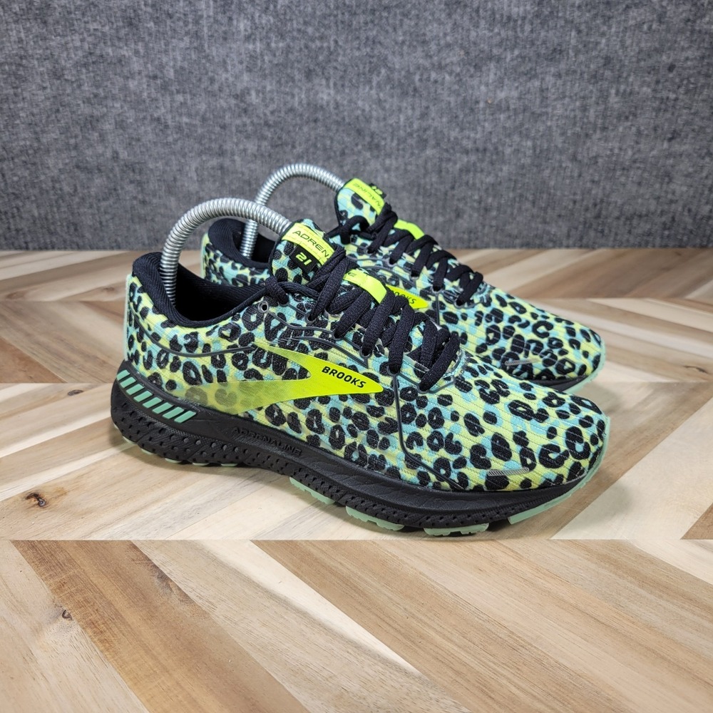 Brooks Adrenaline GTS 21 Womens Size 7 Cheetah Green Running Shoes 1203291B353